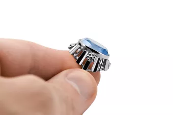 Anillo Aguamarina Plata de ley 925 Artesanía vintage vrc043s